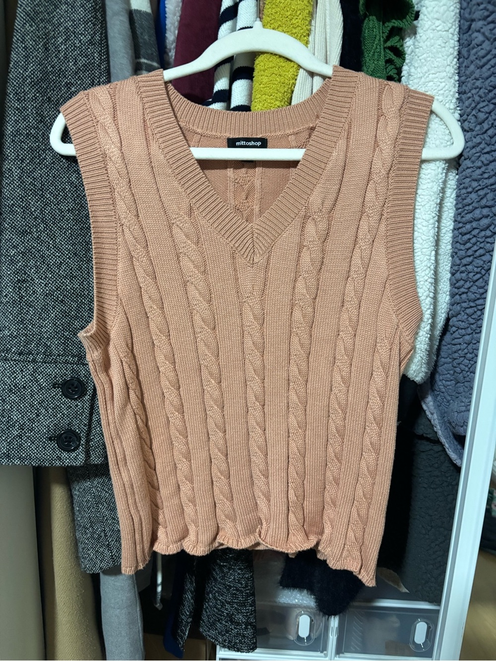 mittoshop Cable Knit V-Neck Sweater Vest